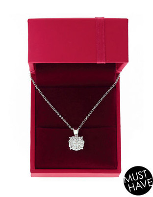 Effy 18K White Gold 0.5ct Diamond Cluster Pendant - Diamond