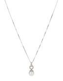 Fine Jewellery Diamond and Pearl Pave Pendant Necklace - White