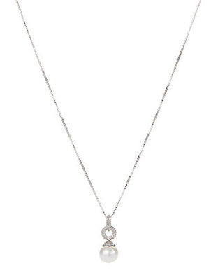 Fine Jewellery Diamond and Pearl Pave Pendant Necklace - White