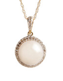 Fine Jewellery 10K Yellow Gold 0.13ct Diamond and Pearl Pendant - Pearl