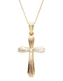 Fine Jewellery 14K Tri Colour Gold Cross Pendant - Yellow Gold/Pink Gold/White Gold