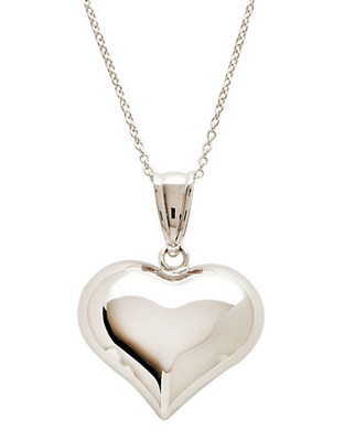 Fine Jewellery 14K White Gold Polished Puffed Heart Pendant - White Gold