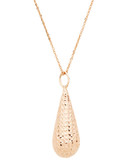 Fine Jewellery 14K Rose Gold Diamond Cut Teardrop Necklace - Rose Gold