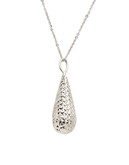 Fine Jewellery 14K White Gold Diamond Cut Teardrop Pendant - White Gold
