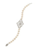 Fine Jewellery 7mm Pearl Strand Bracelet with Silver Pendant - Pearl