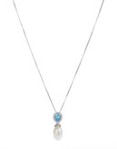 Fine Jewellery Sterling Silver Bezel Drop Pearl Pendant Necklace - Pearl