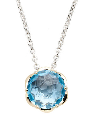 Town & Country Sterling Silver 14K Yellow Gold And Blue Topaz Brazilliance Pendant - Topaz