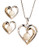 Fine Jewellery Sterling Silver 14K Yellow Gold Diamond And Pearl Heart Earring And Pendant Set - Pearl