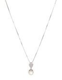 Fine Jewellery Diamond and Pearl Pave Heart Pendant Necklace - White