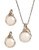 Fine Jewellery 14K Yellow Gold and Sterling Silver 0.36ct  Diamond and Pearl Earring and Pendant Set - Pearl