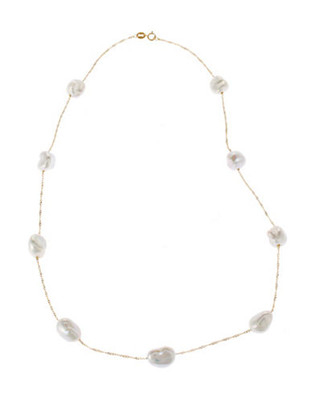Fine Jewellery 14K Yellow Gold Baroque Pearl Station Necklace - PEARL