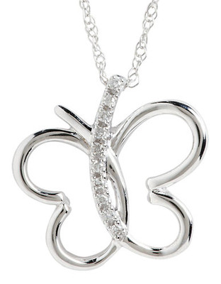 Fine Jewellery 10Kw Butterfly Pendant W/.03Ct Diamonds - 10Kw
