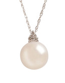 Fine Jewellery 10K White Gold Diamond And Half Drill Pearl Pendant - Pearl