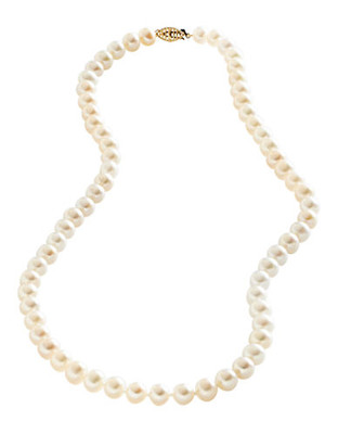 Fine Jewellery 14K Yellow Gold 7mm Freshwater Pearl Necklace - Pearl