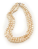 Fine Jewellery Sterling Silver 3 Strand Baroque Freshwater Pearl Necklace - Pearl