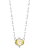 Judith Ripka La Petite Oval Stone Necklace - CRYSTAL