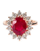Effy 14K Rose Gold Dia and Lead Glass Filled Ruby Ring - Ruby - 7