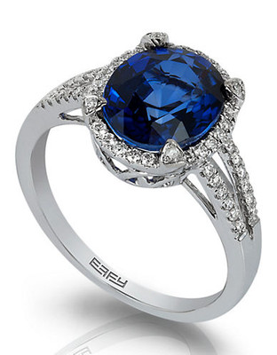 Effy 14K White Gold Diamond Sapphire Ring - Sapphire - 7