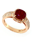 Effy 14K Rose Gold Lead Glass Filled Ruby and Diamond Ring - Diamond - 7