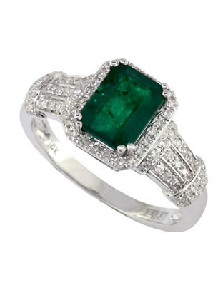 Effy 14K White Gold, Diamond And Emerald Ring - Emerald - 7