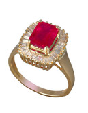 Effy 14K Yellow Gold Diamond And Lead Glass Filled Ruby Ring - Ruby - 7