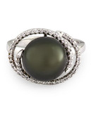 Effy 14K White Gold Diamond And 11mm Tahitian Pearl Ring - Pearl - 7