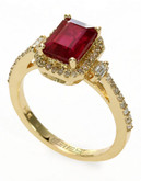 Effy 14k Yellow Gold Diamond Lead and Glass Filled Ruby Ring - Ruby - 7