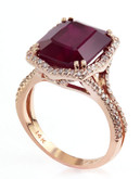 Effy 14K Rose Gold Diamond Lead Glass Filled Ruby Ring - Ruby - 7