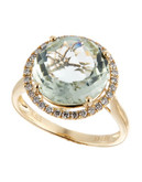 Effy 14K Yellow Gold Diamond and Green Amethyst Ring - Diamond - 7