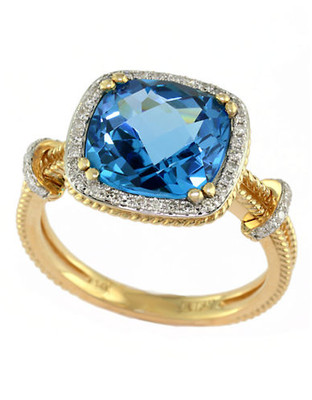 Effy 14K Yellow Gold Diamond and Blue Topaz Ring - Topaz