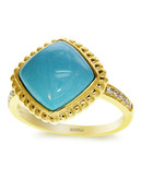 Effy 14K Yellow Gold Diamond and Turquoise Ring - Turqoise - 7