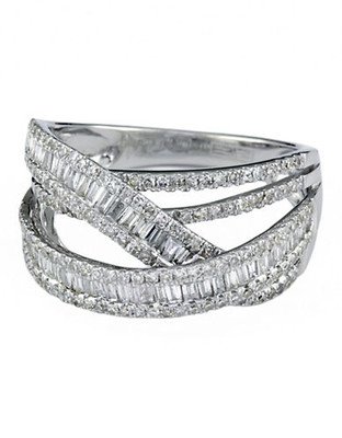 Effy Classique 14Kt White Gold and 1.13ct Diamond Baguette Ring - Diamond - 7