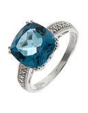 Effy 14K White Gold  Diamond and London Blue Topaz Ring - Multi Coloured - 7