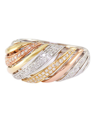 Effy 14K Tri Colour Gold Diamond Ring - Tri Colour Gold - 7