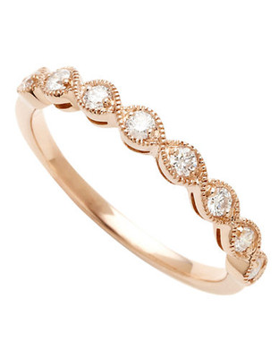 Fine Jewellery 14K Pink Gold 0.25ct Diamond Ring - Rose Gold - 7