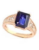 Effy 14K Rose Gold Diamond Manufactured Diffused Sapphire Ring - Sapphire - 7