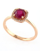 Effy 14K Rose Gold Diamond  Lead Glass Filled Ruby Ring - Ruby - 7