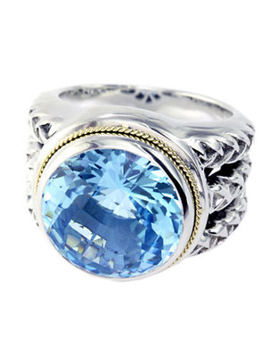 Effy 18KYellow Gold And Silver Blue Topaz Ring - Blue