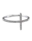 Effy 14K White Gold Diamond Horizontal Cross Ring - Diamond - 7