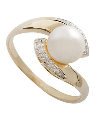 Fine Jewellery 10K Yellow Gold, Diamond And 7mm Pearl Ring - Pearl - 7