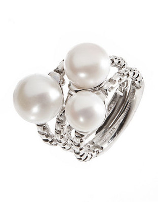Honora Style 3 Piece 8-10mm Freshwater Pearl Stacking Rings - White - 7