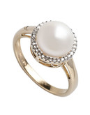Fine Jewellery 10K Yellow Gold, Diamond And 9mm Freshwater Pearl Ring - Pearl - 7