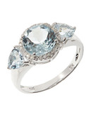 Effy 14K White Gold Diamond Bezel Aquamarine Ring - Aquamarine