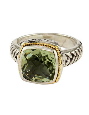 Effy Sterling Silver, 18K Yellow Gold And Green Amethyst Ring - Amethyst