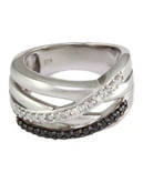 Effy Sterling Silver Diamond and Black Diamond Ring - Diamond