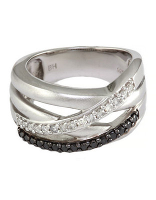 Effy Sterling Silver Diamond and Black Diamond Ring - Diamond