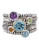 Fine Jewellery 14K Sterling Silver Stackable Multi Band Ring - Multi Semiprecious Stone Mix - 7