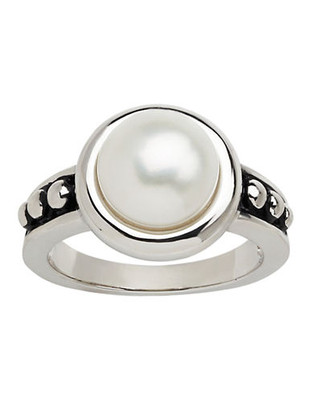 Honora Style Sterling Silver and Freshwater Pearl Ring - White - 7