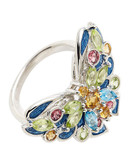 Town & Country Sterling Silver Mosaic Butterfly Ring - Multi Coloured - 7