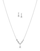 Nadri Pear Faux Crystal Necklace and Earrings Set - Silver